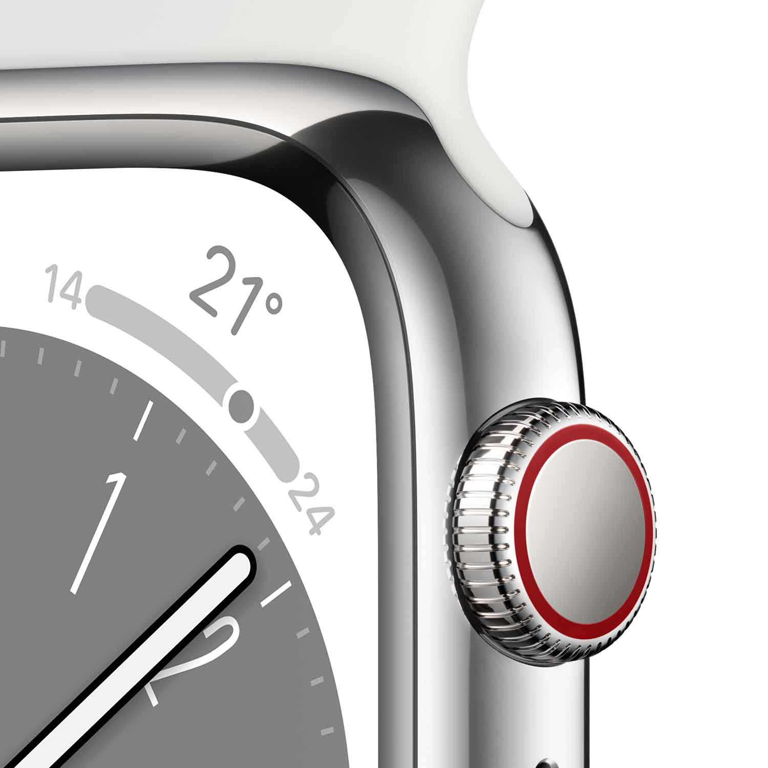Apple Watch S8 Edelstahl Cellular 41mm Silber (Sportarmband weiß)