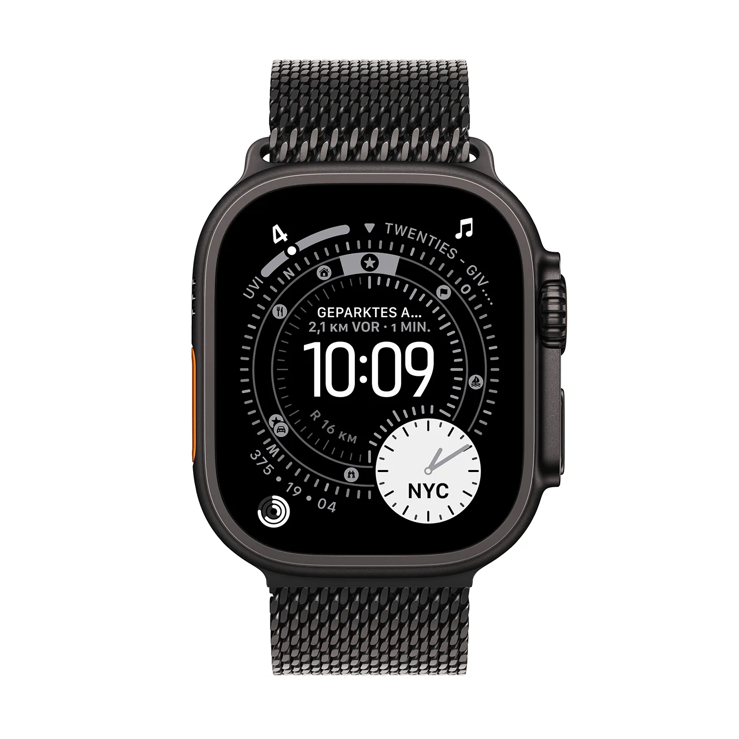 Produktbild Apple Watch Ultra 3 Milanese Loop Black Frontansicht
