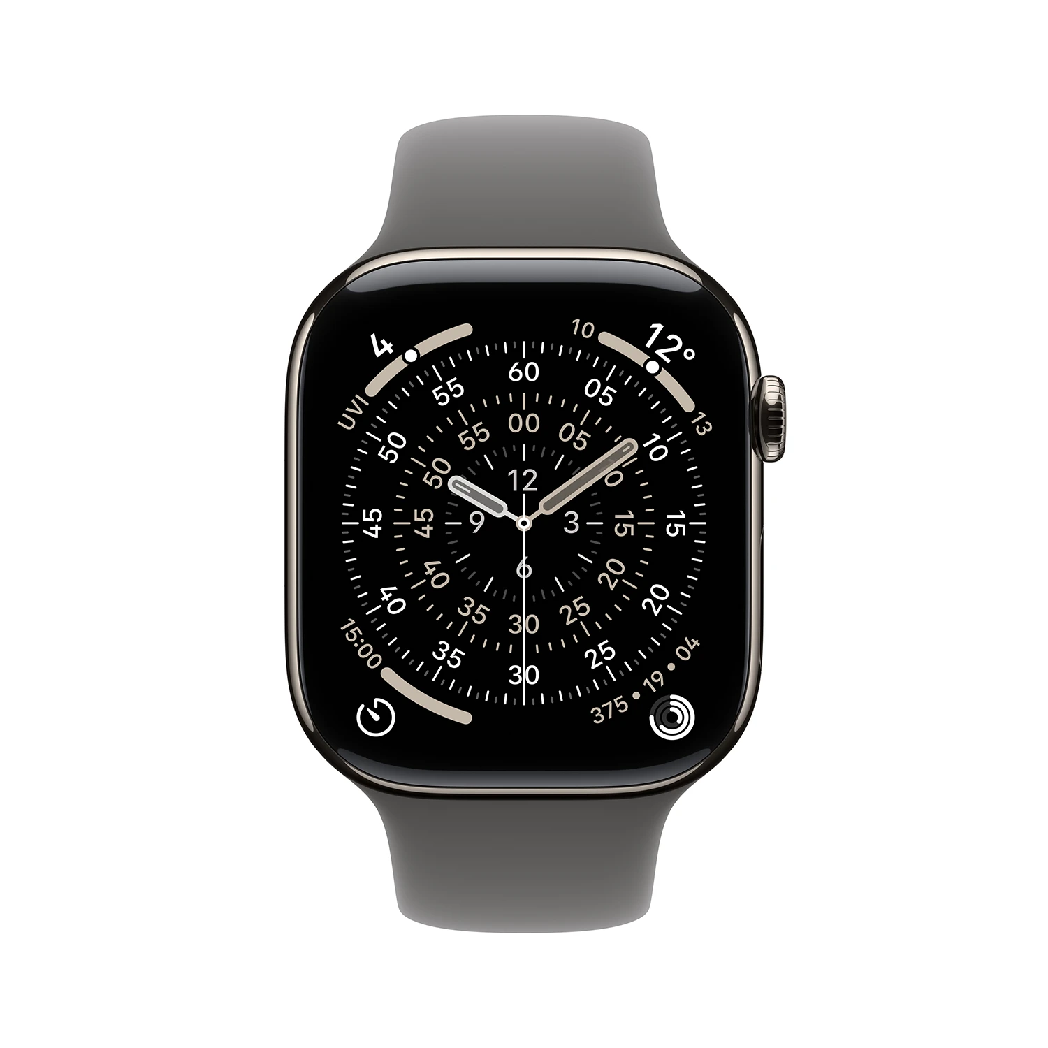 Produktbild Apple Watch Series 11 Natur Titanium Case/Steingrau Sport Band frontal