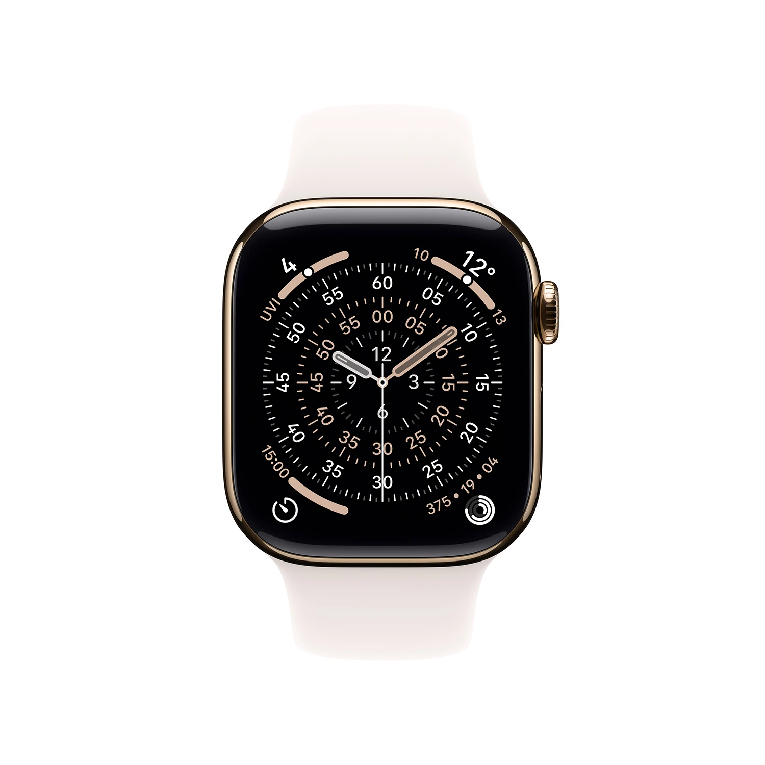 Produktbild Apple Watch Series 11 Gold Titanium Case/Blassrosa Sport Band frontal