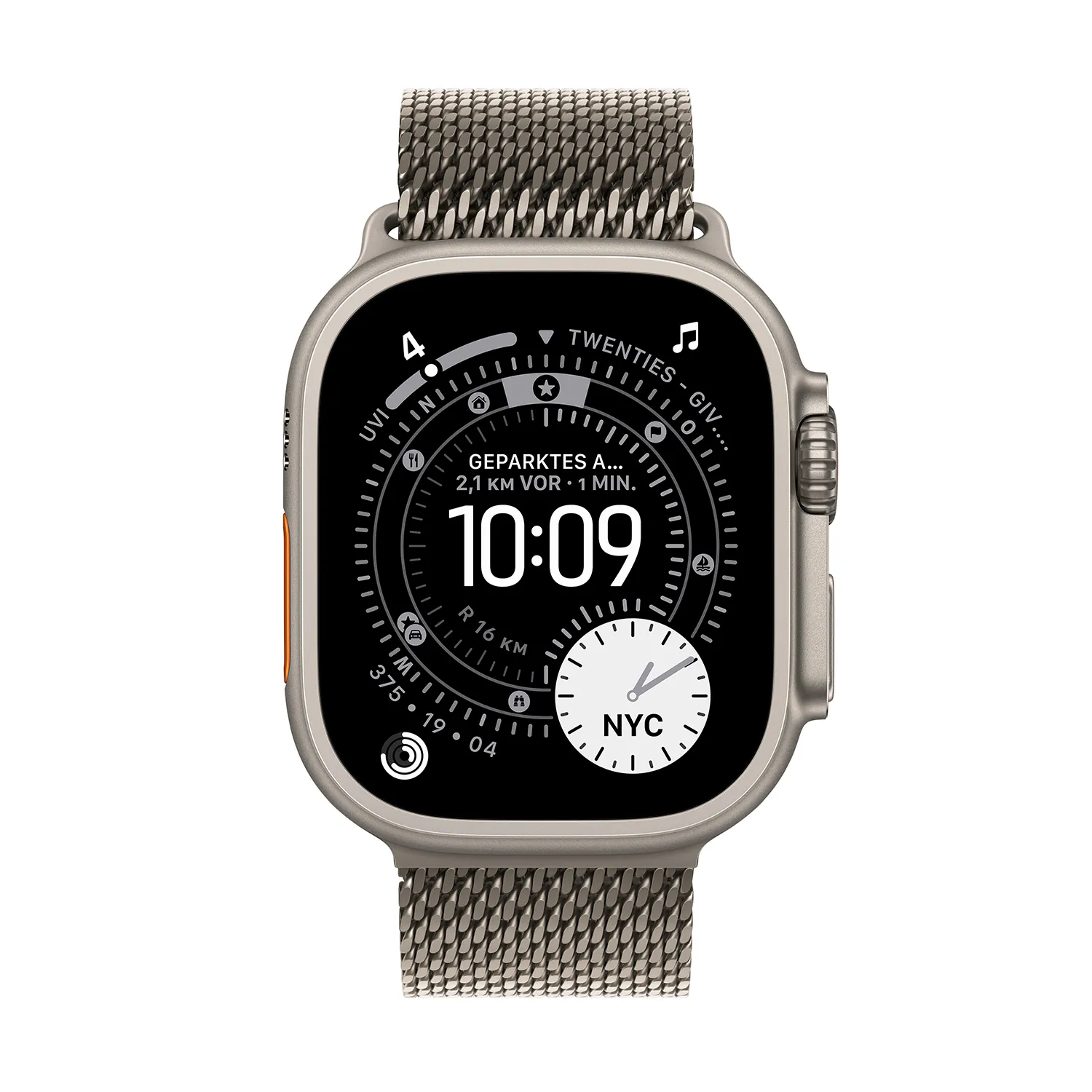 Produktbild Apple Watch Ultra 3 Natural Titanium Milanese Loop Natural Frontansicht