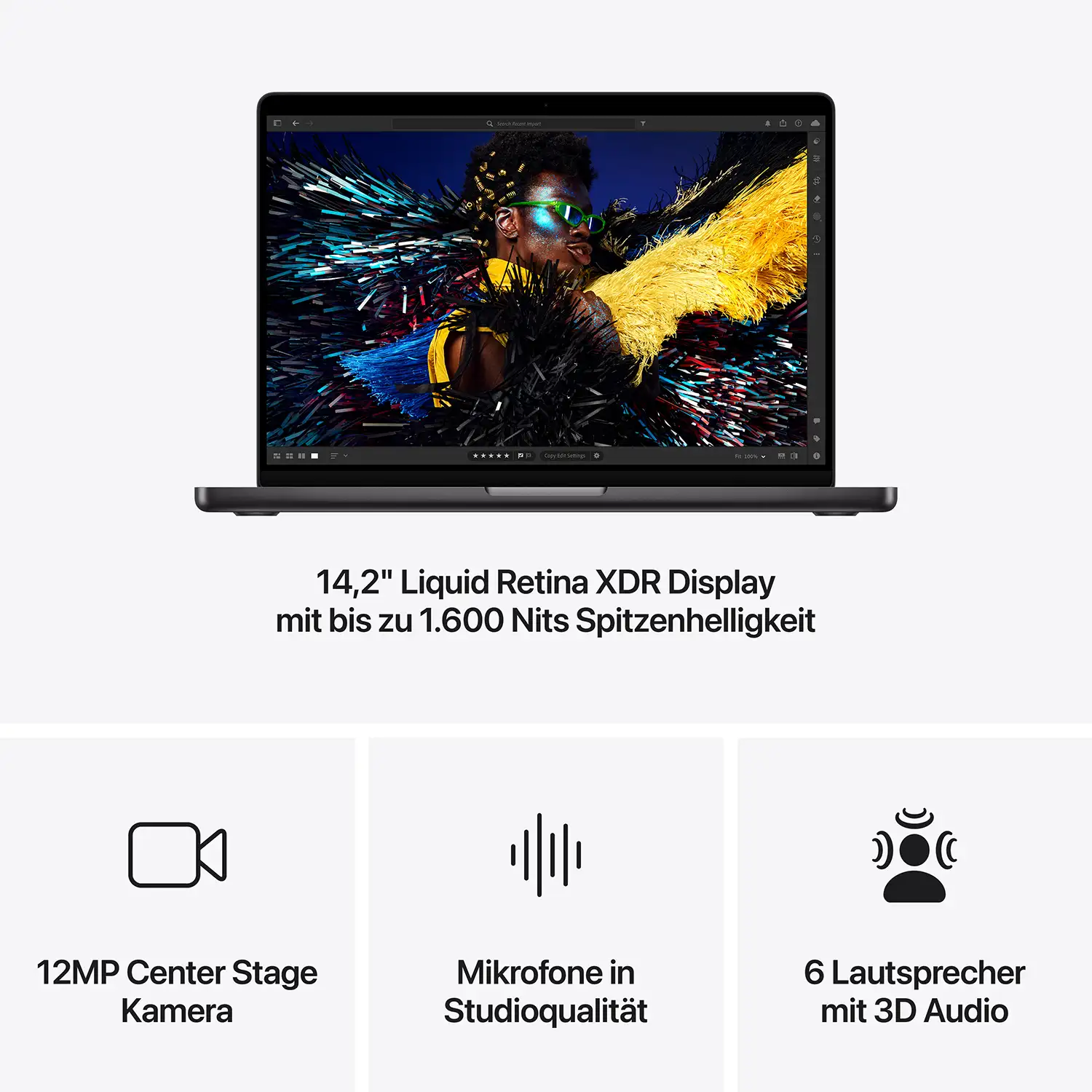 Produktbild: Macbook pro 14 inch m4 pro or max chip space schwarz bild position 6