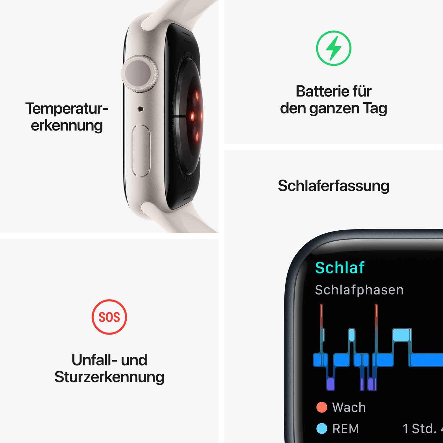 Apple Watch S8 Aluminium 41mm Polarstern (Sportarmband polarstern)