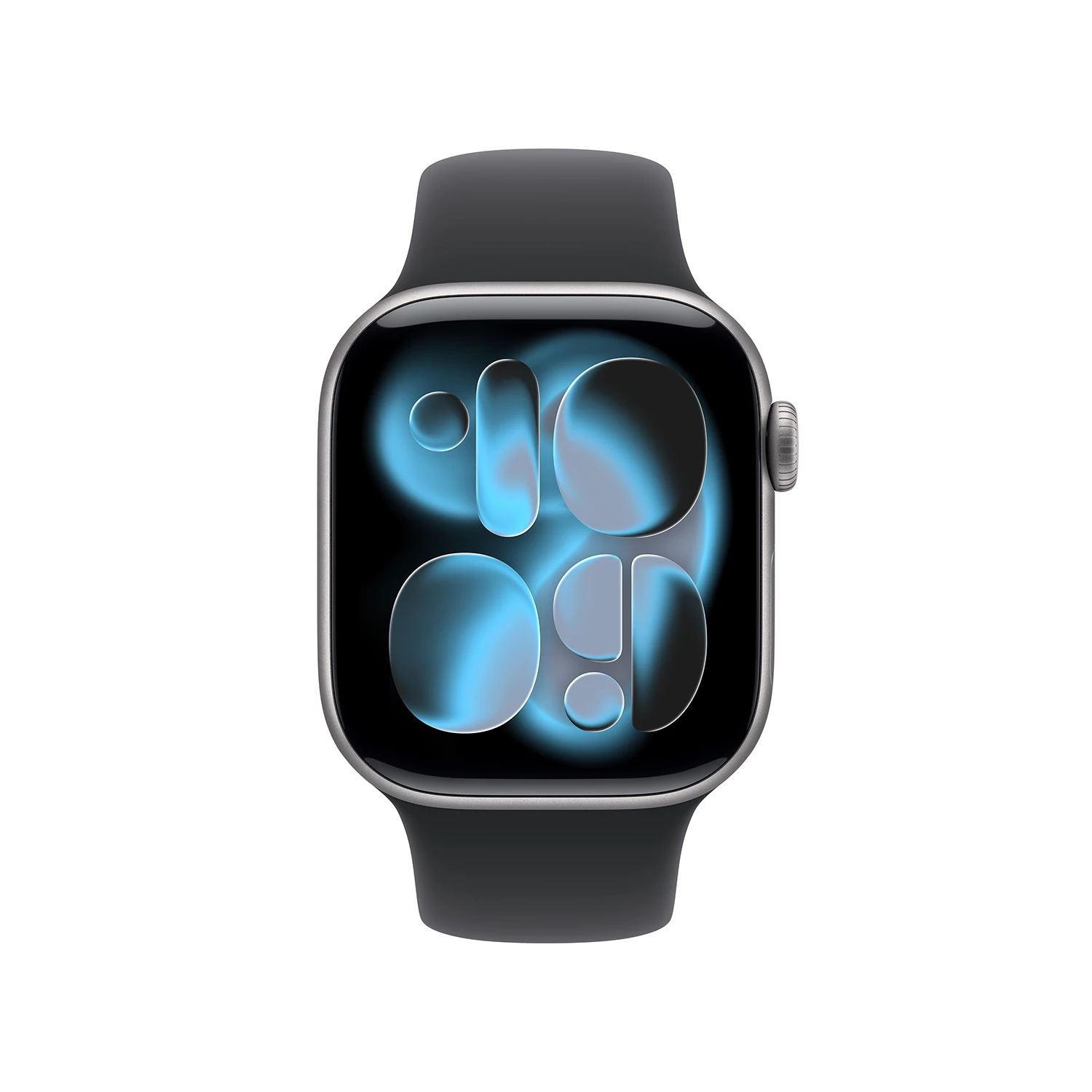 Produktbild Apple Watch Series 11 Space Grau Aluminium Case/schwarzem Sport Band front