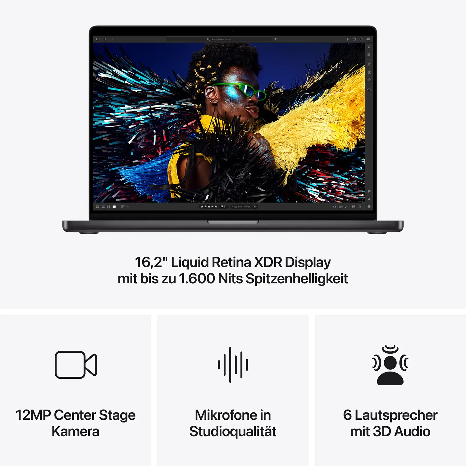 Produktbild: Macbook pro 16 inch m4 pro or max chip space schwarz bild position 6